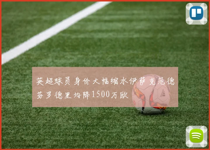 英超球员身价大幅缩水伊萨克范德芬罗德里均降1500万欧
